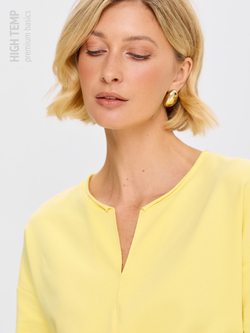 Плотная футболка из футера 2-нитки с V-вырезом HIGH TEMP