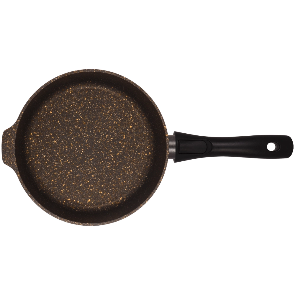 Сковорода глубокая 22см со съемной ручкой и стекл. крышкой «Грация» (черный/золото) сгчз222а