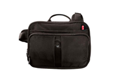 Качественная прочная наплечная горизонтальная сумка чёрная объёмом 4 л из нейлона 800D с защитой от сканирования RFID и возможностью ношения в 3 положениях VICTORINOX Travel Companion 31173901