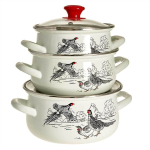 Набор эмалированной посуды 6 пр, кастрюли 1.5,2,3 л, Керчь, Фазан-1-Экстра