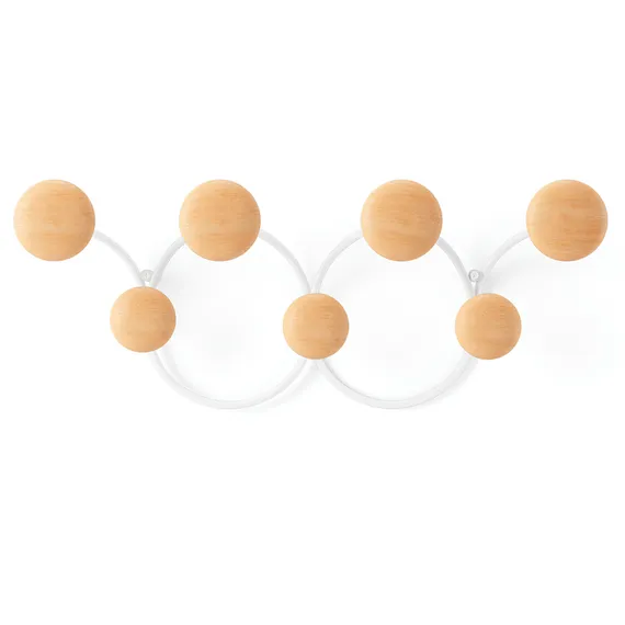 Вешалка для одежды настенная Dotsy, белая/натуральное дерево