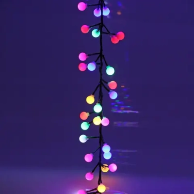 Гирлянда для дома Мишура 4 м, 200 ламп LED, d-1,4 см, черный пров, 8 реж, IP-40, Мультицвет