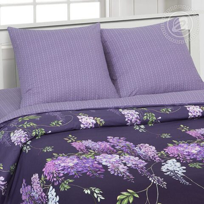 Постельное белье поплин 2,0 спальное с Евро Глициния 909 АРТПОСТЕЛЬ