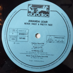 Винтажная виниловая пластинка LP Amanda Lear Never Trust A Pretty Face (France 1979) (Poster)