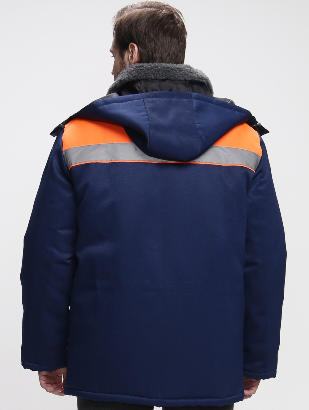 Куртка зимняя Бригада NEW (тк.Смесовая,210), т.синий/оранжевый