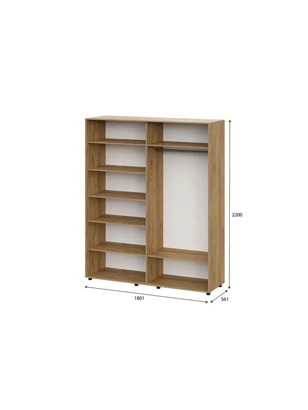 Шкаф для одежды распашной Белый Матовый 180х56х220