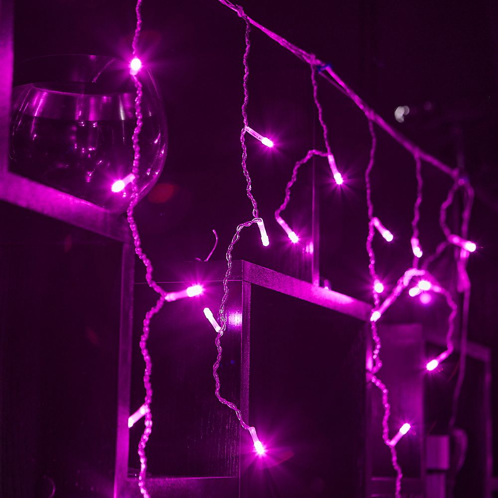 ULD-B2005-048-DTA PINK IP20 Бахрома светодиодная. 2м. 48 светодиодов. Розовый свет. Провод прозрачный. ТМ Uniel