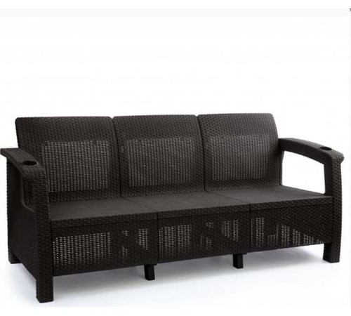 Диван Ротанг мокко без подушек 3-х местный