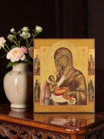 Утоли моя болезни икона Божией Матери деревянная на левкасе