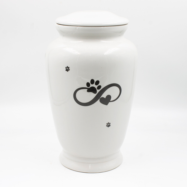 Урна для праха животных фарфор "Амфора" белая