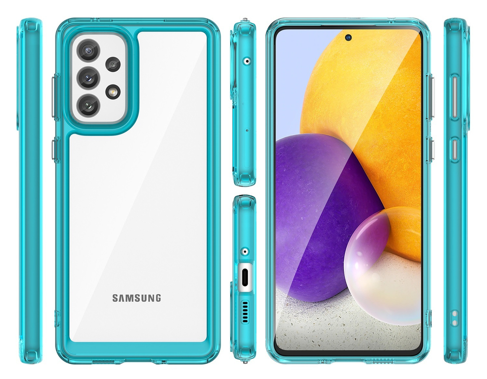 Двухкомпонентный чехол с мягкими рамками бирюзового цвета для Samsung Galaxy A73 5G с 2022 года