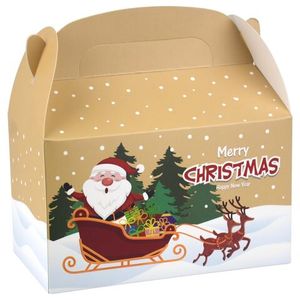 Бокс новогодний Казахстан 16*9*9 см Санта с оленями   Бежевый 12 шт/уп