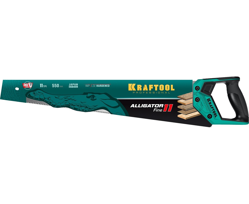 KRAFTOOL Alligator Fine 11, 550 мм, ножовка для точного реза (15203-55)