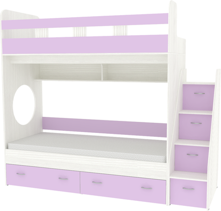 Двухъярусная кровать КарИВи Юниор 1 80х190 Белое Дерево Ирис