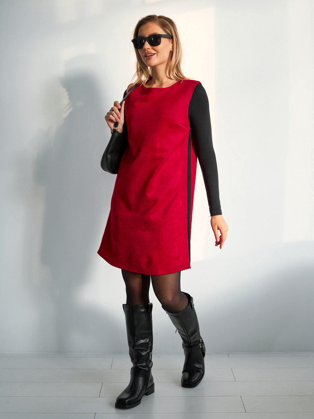 Платье сарафан офисный замшевый