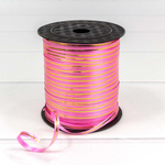 Лента Полипропилен 0,5см х 274м бобина с золотой полосой (Розовый)