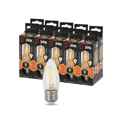 Лампа светодиодная ЭРА F-LED B35-9w-827-E2 Е27 / Е27 9Вт филамент свеча теплый белый свет | Филаментные декоративные