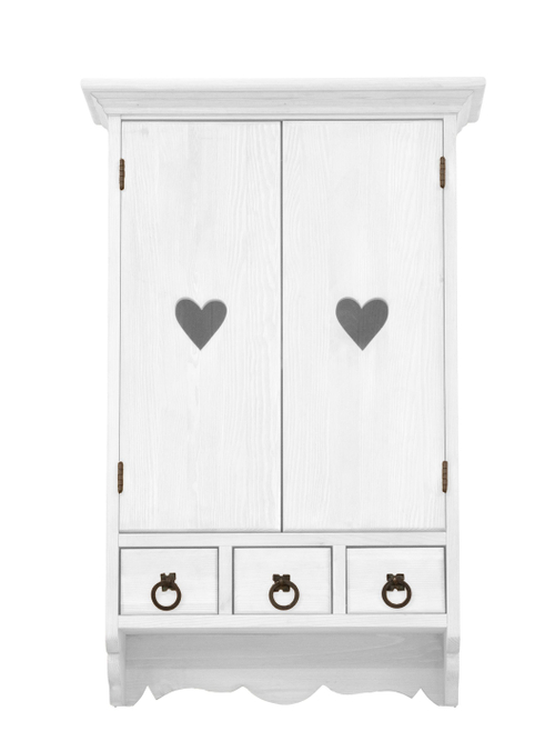 Шкаф навесной Прованс 2 двери 3 ящика для ванной и кухни из массива сосны, эвкалиптовый