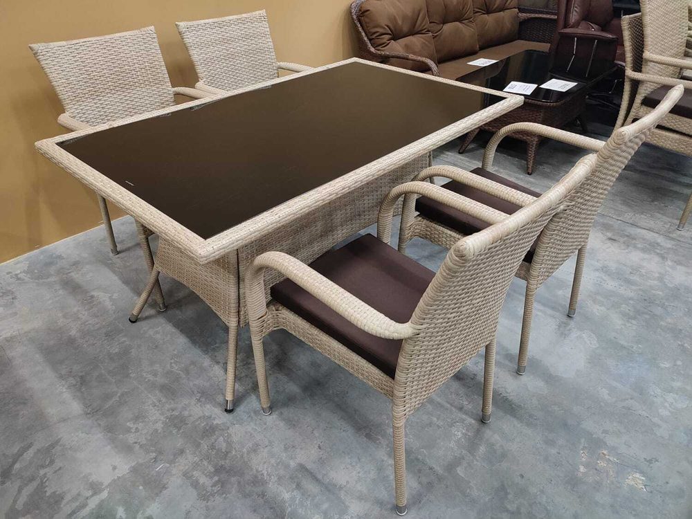 Комплект мебели стол Руардин + 4 кресла Милан из искусственного ротанга Wood