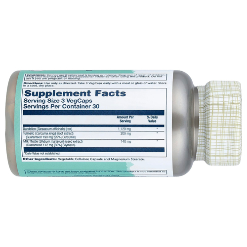 Solaray, Siliverin™ с одуванчиком, куркумой и расторопшей, 90 растительных капсул