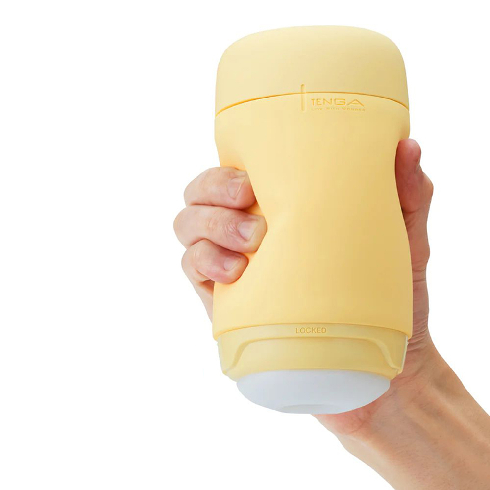 Желтый мастурбатор 16,5см Tenga Puffy Custard Yellow PUF-004