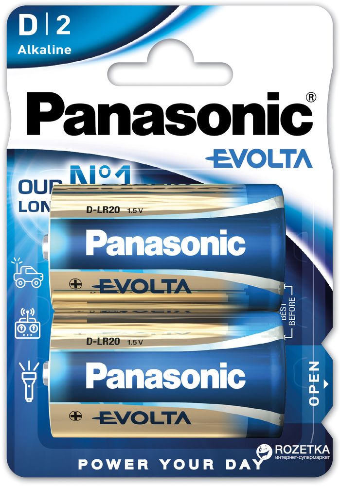 Батарейки Panasonic Evolta D щелочные 2 шт