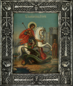 Георгий Победоносец святой великомученик. Чудо Георгия о змие. Деревянная икона на левкасе мастерская Иконный Дом
