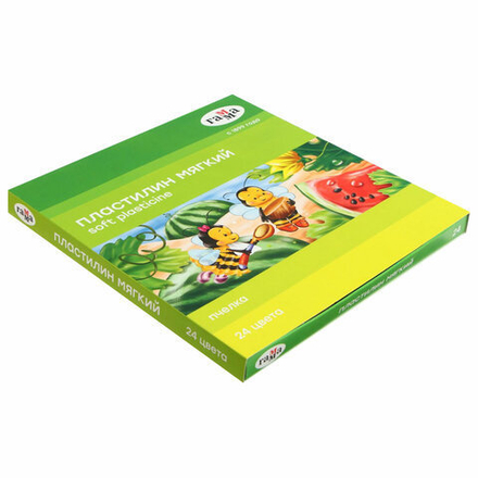 Пластилин восковой ГАММА "Пчелка", 24 цвета, 360 г, со стеком, картонная упаковка, 190820201