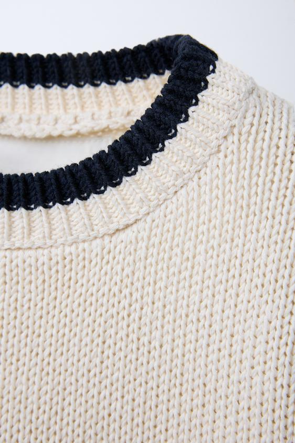 ZARA СВИТЕР В ПОЛОСКУ, ЭКРЮ/ТЕМНО-СИНИЙ