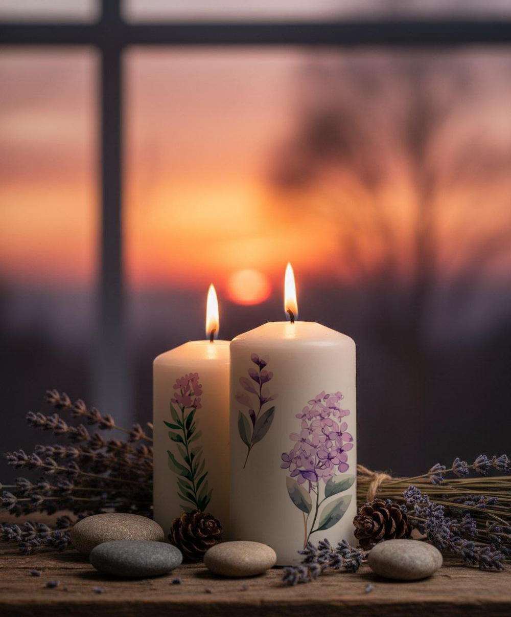 Трансфер переводной - декаль для свечей и гипса цветочки 013