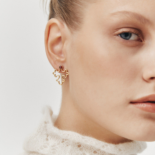 Серьги УЗОР позолота с гранатами