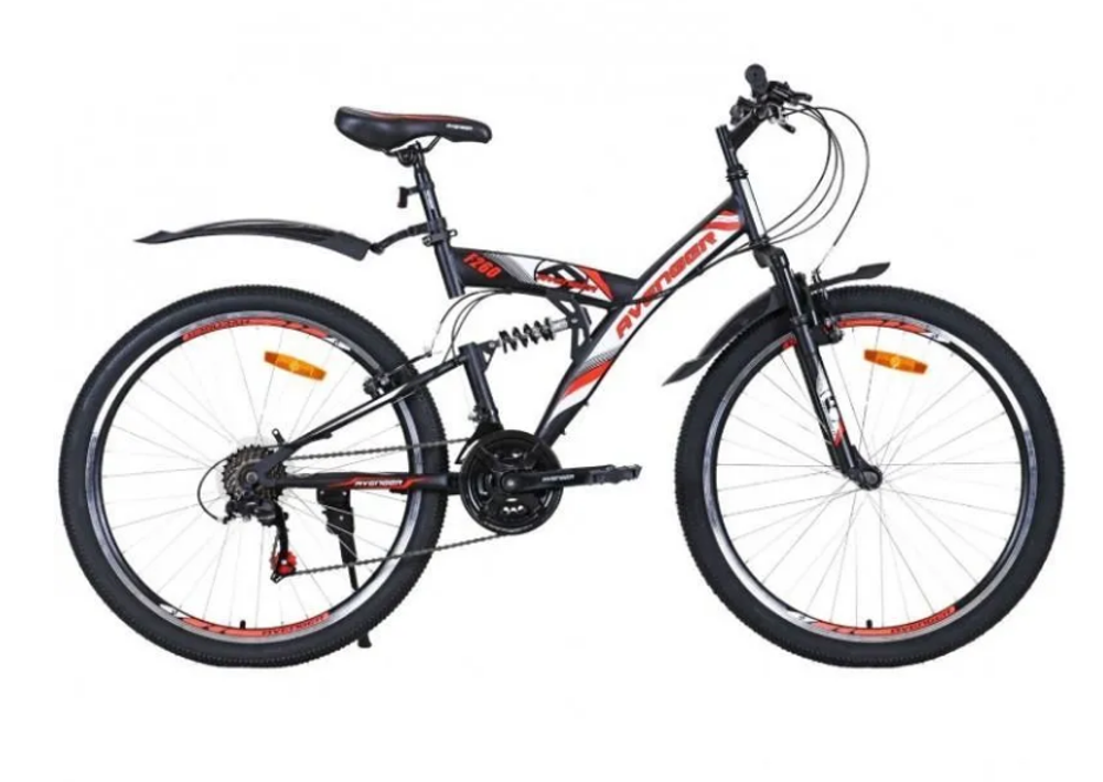 Велосипед 26" AVENGER F260, черный/оранжевый неон, 18"