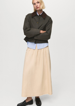 Джинсовая парка с вельветовым воротником