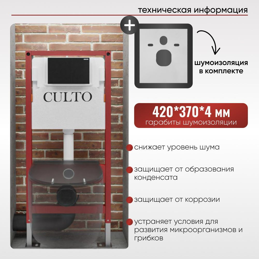 Инсталляция пневматическая CULTO SPRING v20, серая (gun metall) кнопка