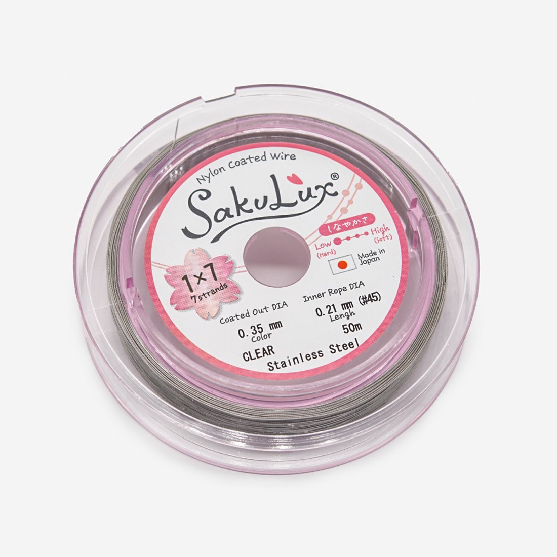 Японский ювелирный тросик SakuLux 7 диаметр 0,35мм, цвет "Сталь"