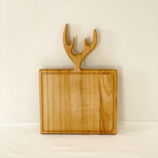 Доска разделочная, для нарезки и подачи "Рога", 35 х 25, массив ясеня