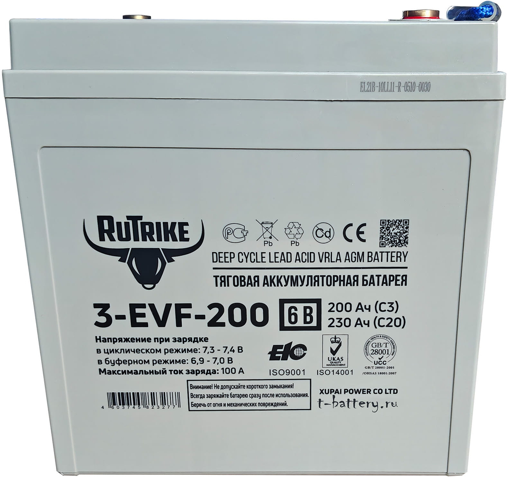 Тяговая аккумуляторная батарея RuTrike 3-EVF-200 (6V200A/H C3)