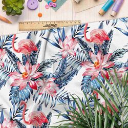 Ткань таффета тропический фламинго