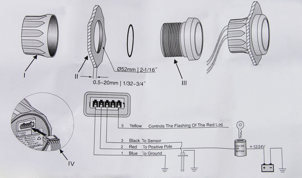 Указатель уровня топлива 240-33 Ом (US), светодиодный, черный