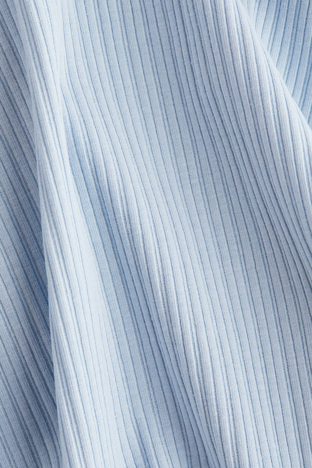 H&M Топ с круглым вырезом в рубчик, светло-голубой