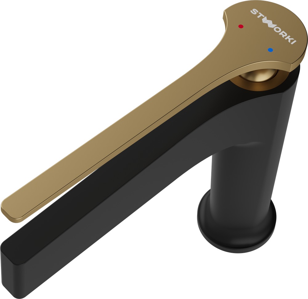 Смеситель для раковины STWORKI Аулум S06010BG матовый черный, матовое золото