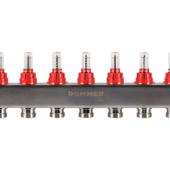 Коллектор Rommer 1"x3/4" на 12 контуров с расходомерами и запорными клапанами RMS-1201-000012