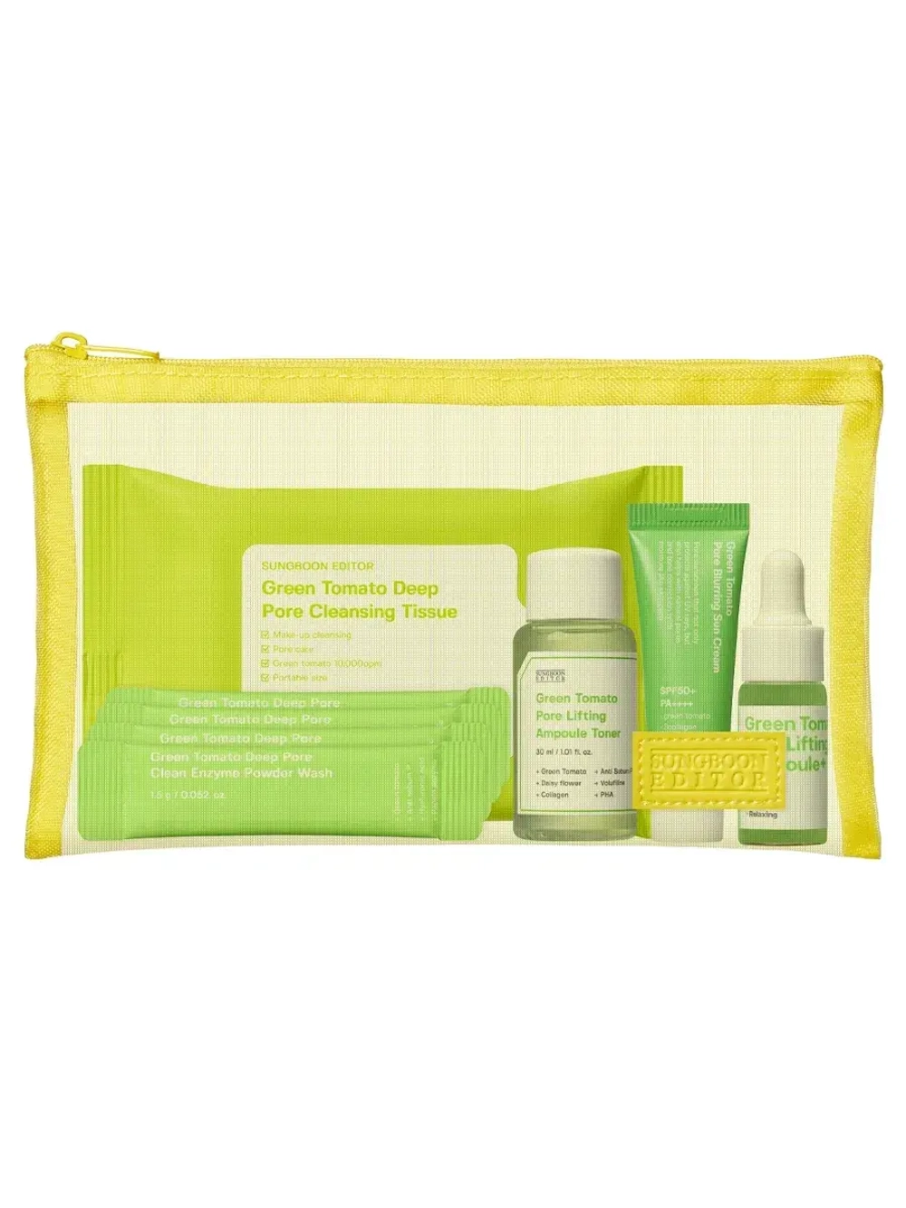 Sungboon Editor Дорожный набор: салфетки + энзимная пудра + тонер + сыворотка + санскрин Green Tomato Travel Kit