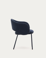 Стул Maina из плотной синей шенилловой ткани и стальными ножками с синей отделкой