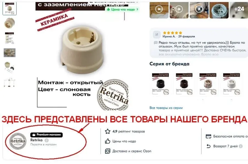 Ретро провод, витой кабель Retrika 2x1.5 ГОСТ, белый, 20 м RP-21501-20, проводка