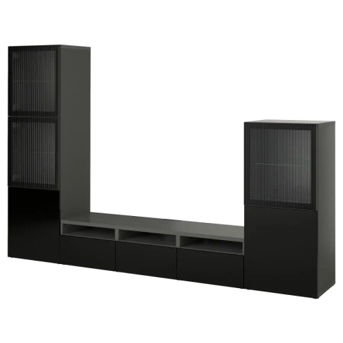 Комбинация для хранения ТВ - IKEA BESTÅ/BESTA, 193x42x300см, черный, БЕСТО ИКЕА