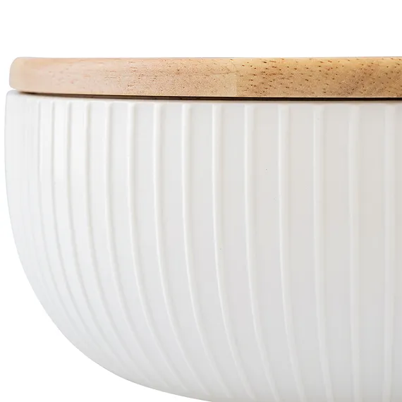 Салатник с бамбуковой крышкой soft ripples, dual glazing, D22 см