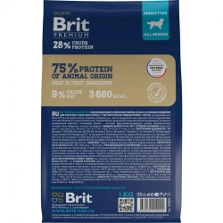 Brit premium dog sensitive сухой корм для взрослых собак всех пород с чувствительным пищеварением с ягненком и индейкой - 1 кг