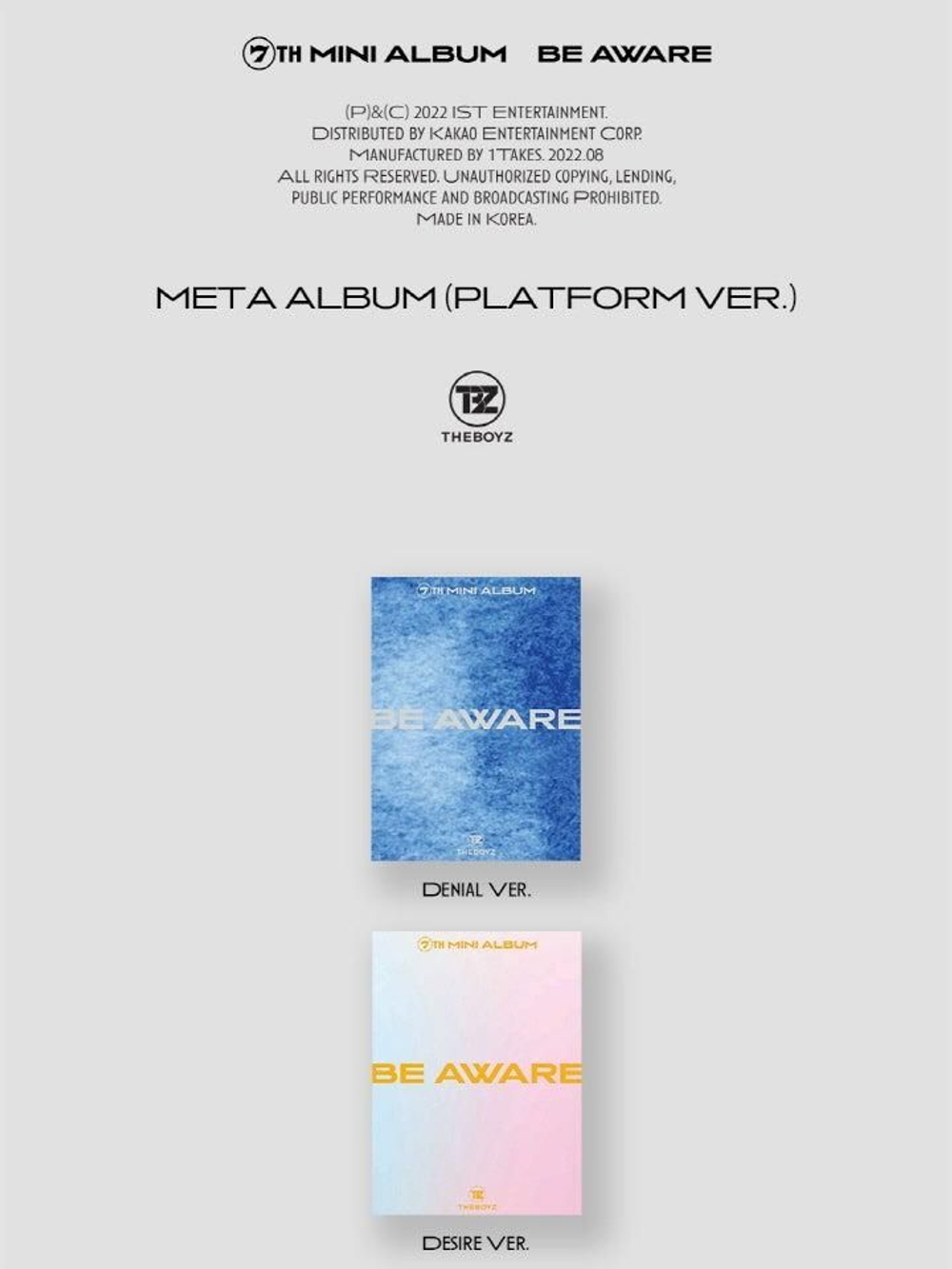Альбом THE BOYZ - BE AWARE 7th Mini Meta PLATFORM Album 3 Version SET