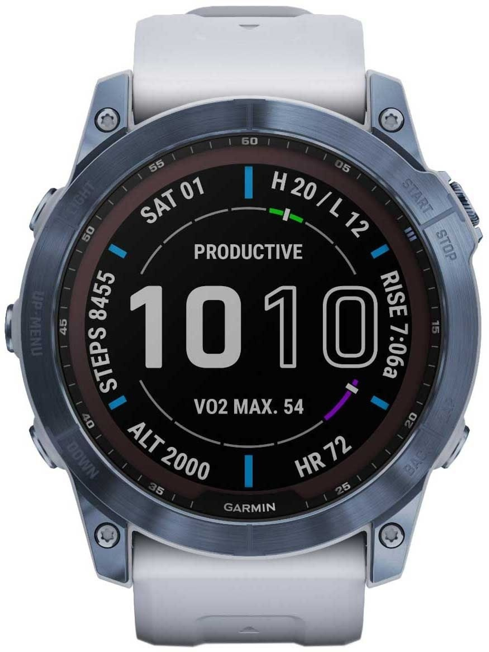 Умные часы Garmin Fenix 7X Sapphire Solar Титан Mineral Blue DLC с ремешком из белого камня 51 мм